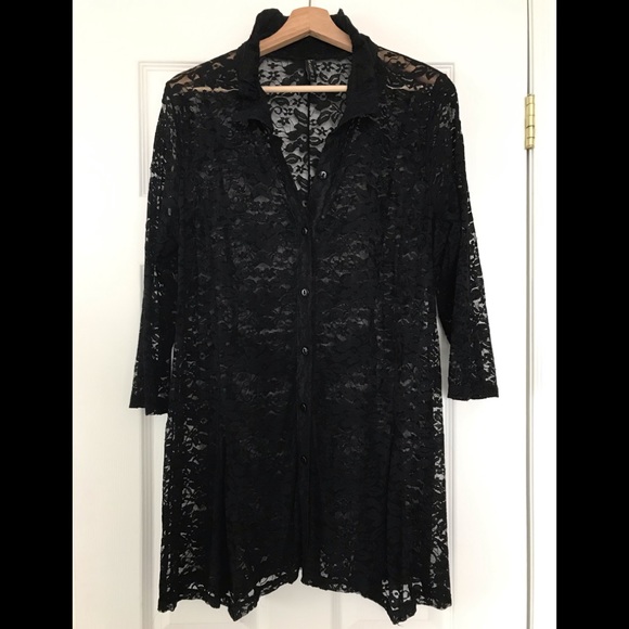 Sheer black lace blouse / tunic - Picture 1 of 5